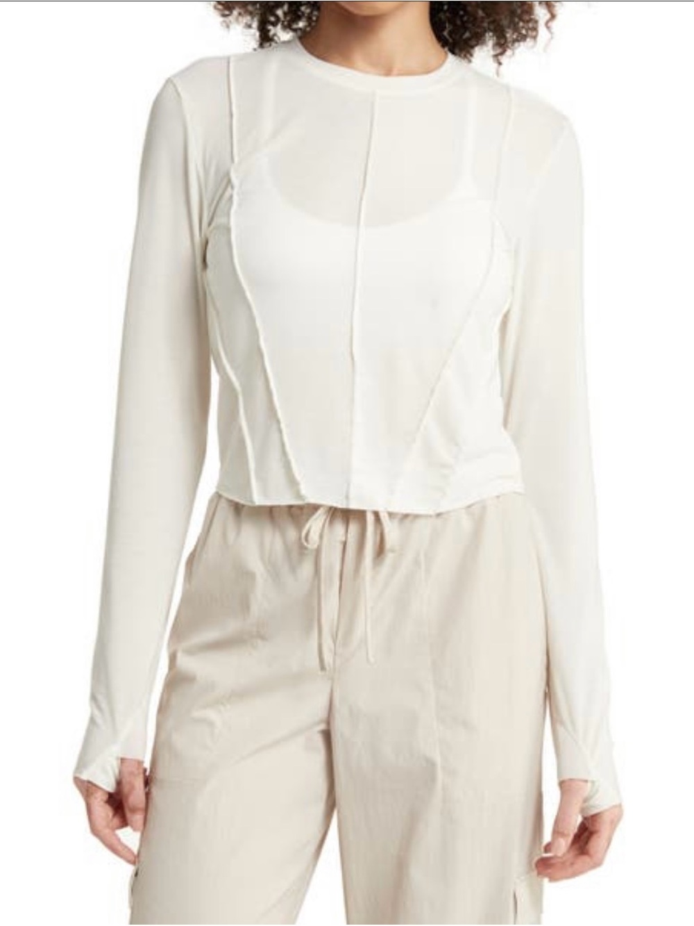 Zella Streamline Reverse Seamed Long Sleeve Top White Small